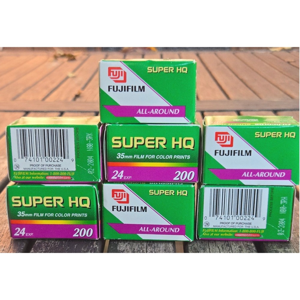 7 Vintage Fujifilm Super HQ 200 35mm Color Film 24 Exp Boxes Lot Expired 02/2004